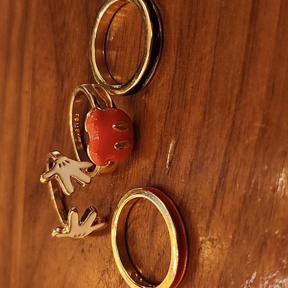 SET OF DISNEY RINGS, MICKEY TROUSERS & GLOVES / 3 SOLID RINGS SIZE 6 TO 7 - Picture 2 of 3